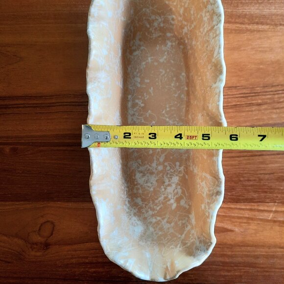 Large Shawnee Cameo Splatter Planter (#2506) in Peach, 13 3/4" L x 5 1/4"W - Picture 9 of 10